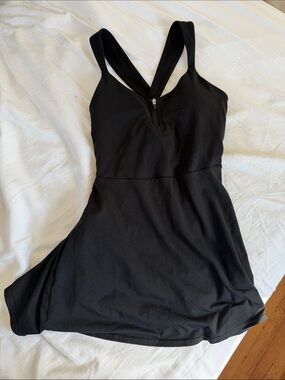 ALO Yoga Black Sleeveless V-Neck Mini Dress
